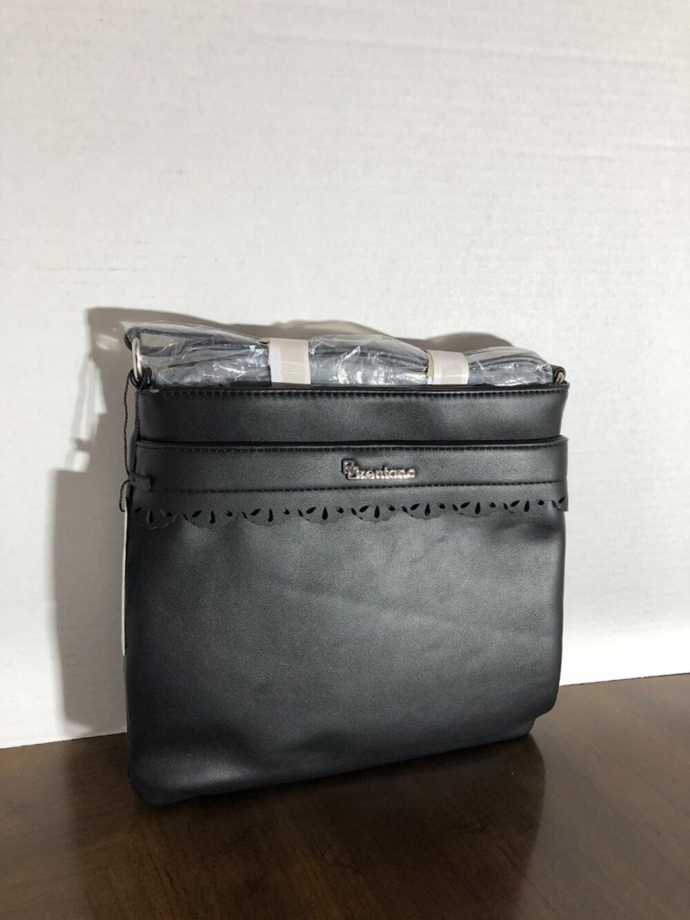 Brentano Square Crossbody W/scalloped Design In Black  10” x 10” x 1”